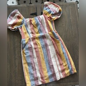 American Eagle Outfitters Striped Midi Dress in Pink, Yellow, Blue, Cream